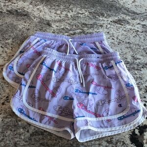 Champion Women's Athletic Shorts - White with Multicolor Logo